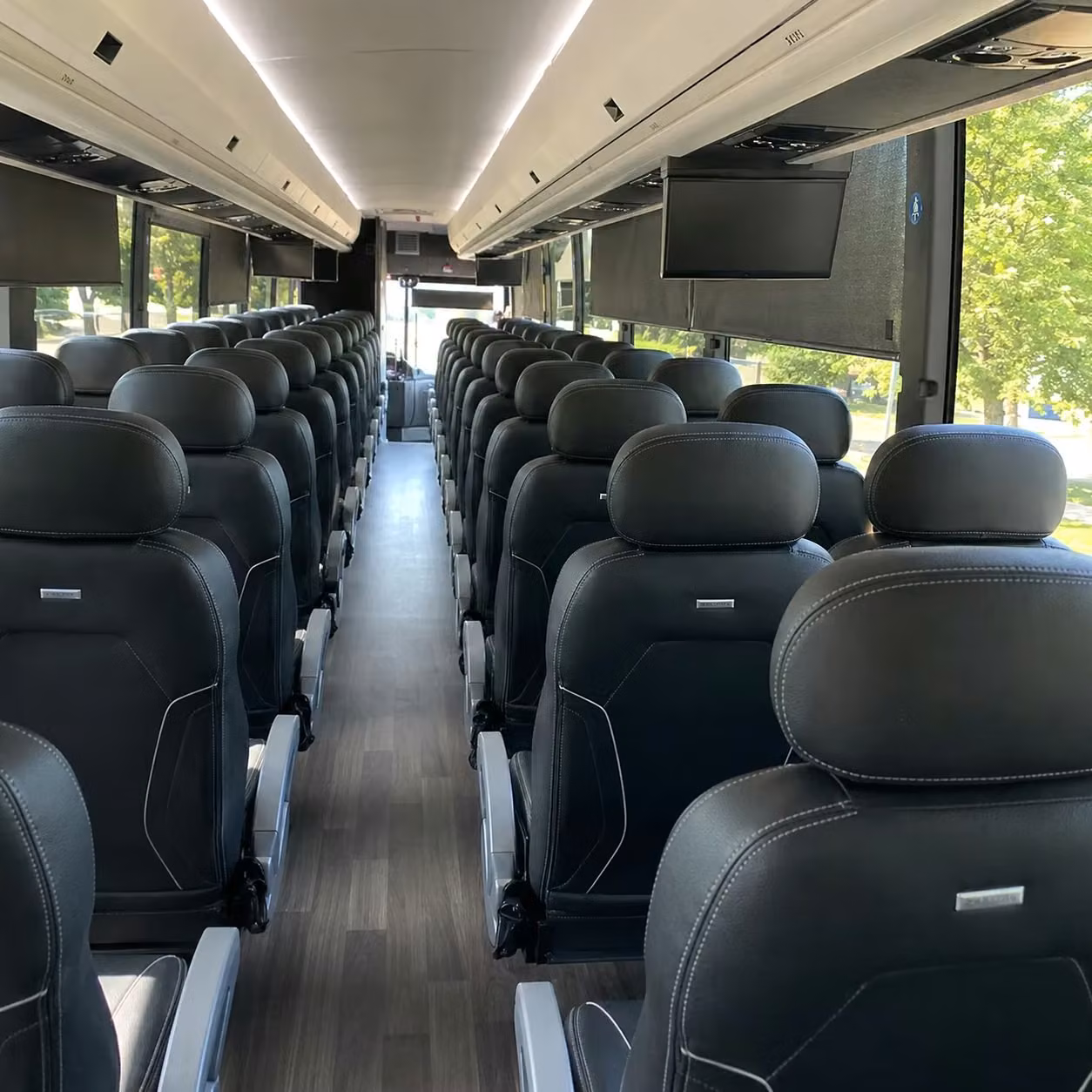 56 passenger charter bus inside